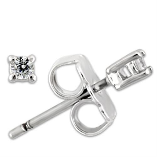 JCE168 Rhodium 925 Sterling Silver Earrings with AAA Grade CZ  in Clear