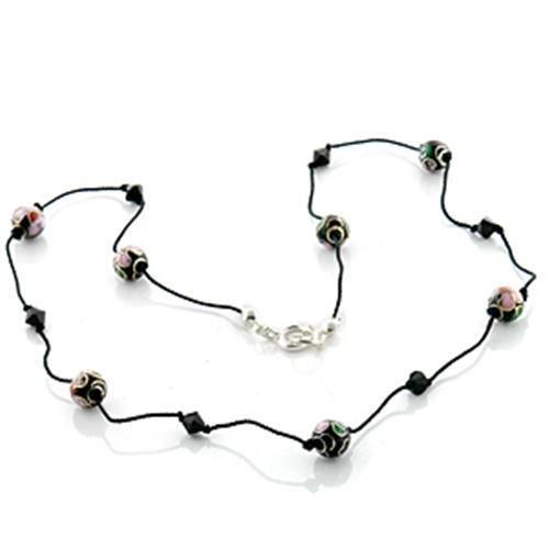JCE737-16 Brass Necklace with Epoxy  in Multi Color-16"